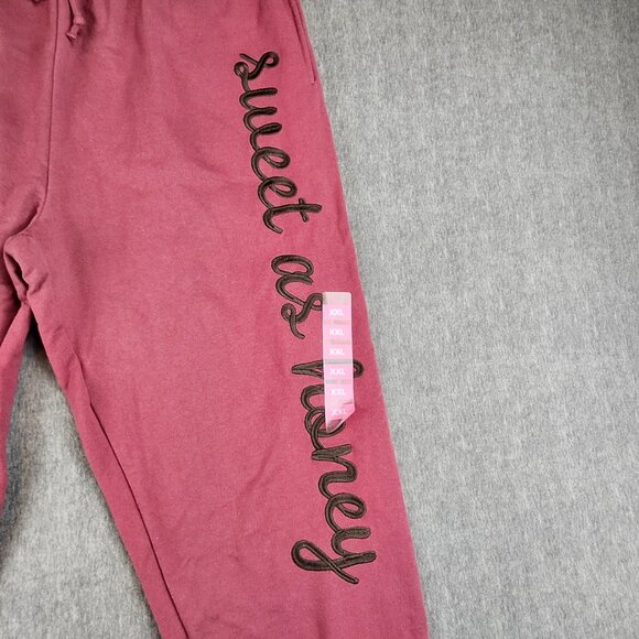 Freeze NY Winnie The Pooh Jogger Burgundy Women Size 2XL Fleece Tonal Embroidery - Picture 4 of 16